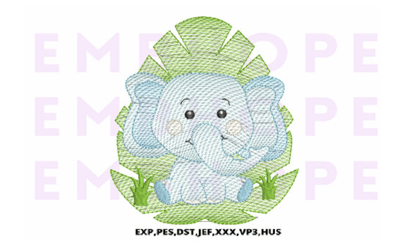 Jungle Animal Elephant Embroidery