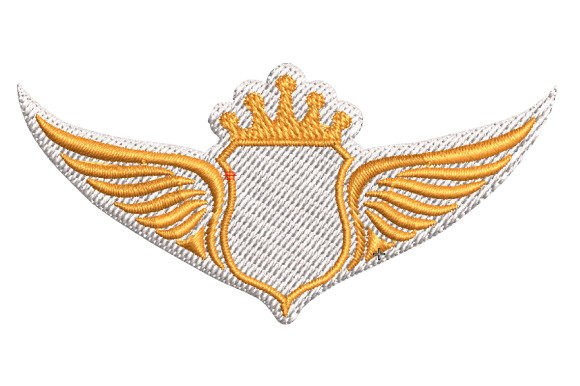 Winged Crown Frame Embroidery Design